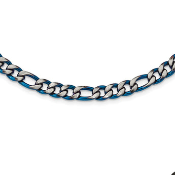 Stainless Steel Brushed and Polished Blue IP-plated 7.5mm 24in Necklace