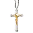 Stainless Steel Polished Yellow IP-plated Crucifix 24in Necklace