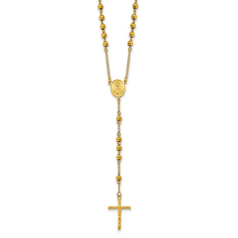 Stainless Steel Polished Yellow IP-plated 30in Rosary