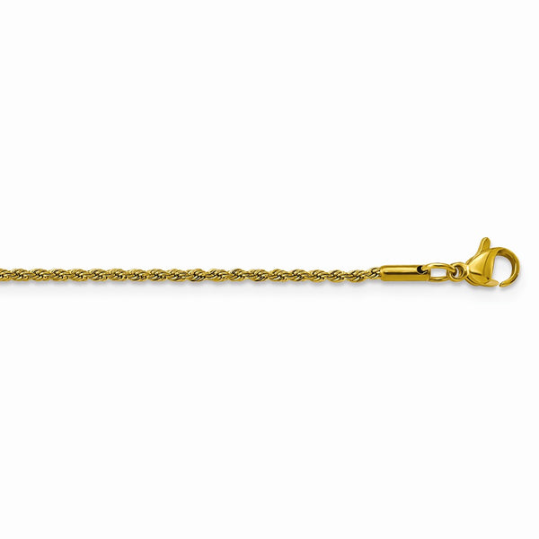 Stainless Steel Polished Yellow IP-plated 24in Rope Chain