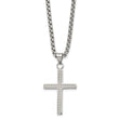 Stainless Steel Polished and Textured Cross 24in Necklace
