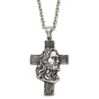 Stainless Steel Antiqued and Polished Jesus Cross Pendant Necklace