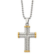 Stainless Steel Polished Yellow IP-plated Cross 22in Necklace