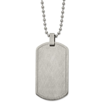 Stainless Steel Brushed and Polished Scratch Finish Dog Tag 22in Necklace