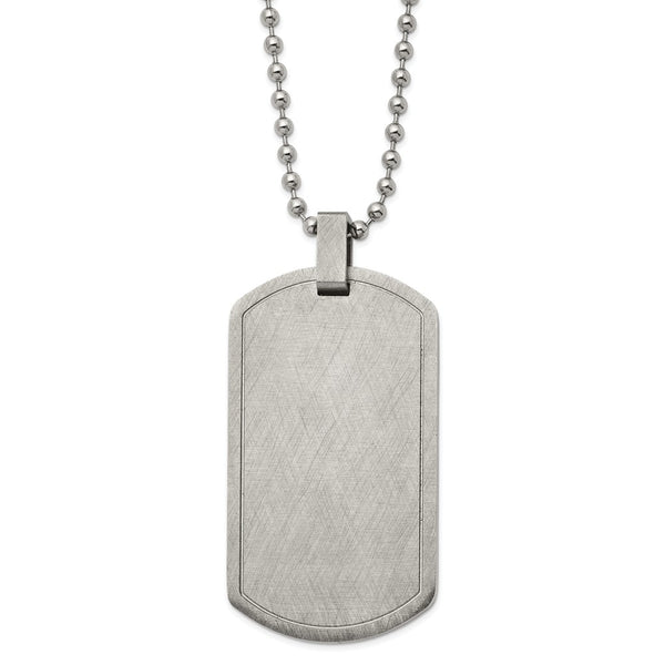 Stainless Steel Brushed and Polished Scratch Finish Dog Tag 22in Necklace