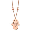 Stainless Steel Polished Rose IP-plated Hamsa 19.75in Necklace