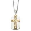 Stainless Steel Polished Yellow IP-plated Cross and Dog Tag 18in Necklace