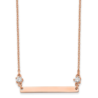Stainless Steel Polished Rose IP-plated with CZ Stars 18in Bar Necklace