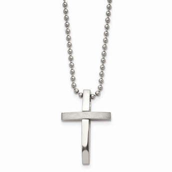 Stainless Steel Cross Pendant 18in Necklace