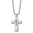 Stainless Steel Polished Lasered Cross Ash Holder 24in Necklace