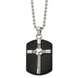 Stainless Steel Polished Black IP-plated Wire Cross Dog Tag 24in Necklace