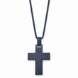 Stainless Steel Brushed & Polished Dark Grey IP-plated 22in Cross Necklace