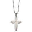 Stainless Steel Brushed and Polished with CZ Cross 22in Necklace