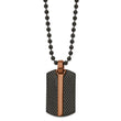 Stainless Steel Polished & Textured Black and Brown IP Dog Tag Necklace