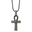 Stainless Steel Antiqued and White Bronze Plated Cross 22in Necklace