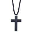 Stainless Steel Brushed and Polished Gray IP-plated Cross 24in Necklace