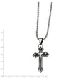 Stainless Steel Black IP-plated Cross with CZ Pendant Necklace