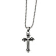 Stainless Steel Black IP-plated Cross with CZ Pendant Necklace