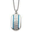 Stainless Steel Brushed and Polished Blue IP-plated with CZ 24in Necklace