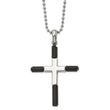 Stainless Steel Polished Black IP-plated Cross 22in Necklace