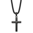 Stainless Steel Polished Gun Metal IP-plated Cross 24in Necklace