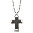 Stainless Steel Polished Black IP Preciosa Crystal Cross Necklace