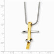 Stainless Steel Gold IP-plated Cross Pendant 18in Necklace