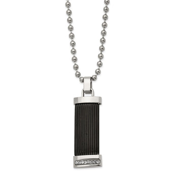 Stainless Steel Polished Black IP w/ Preciosa Crystal Necklace