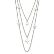 Stainless Steel Polished Stars & Moon Multi Strand w/1.75in ext Necklace