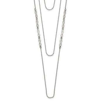 Stainless Steel Polished Infinity Sign 3-Strand w/1.75in ext 16.5in Necklac