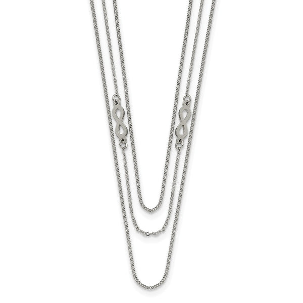 Stainless Steel Polished Infinity Sign 3-Strand 36in Necklace