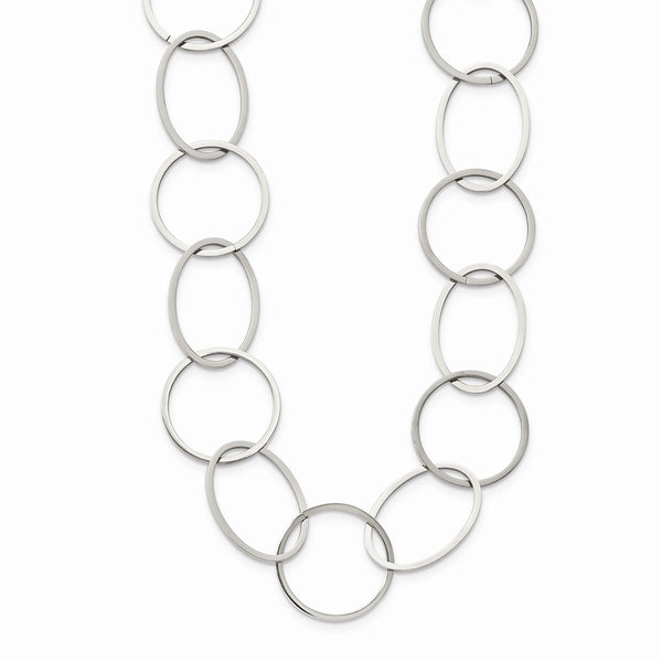 Stainless Steel Polished Circle Link 31.25in Necklace