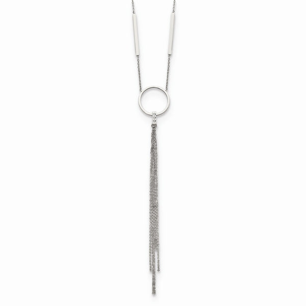 Stainless Steel Polished with Tassel 23.5in Necklace
