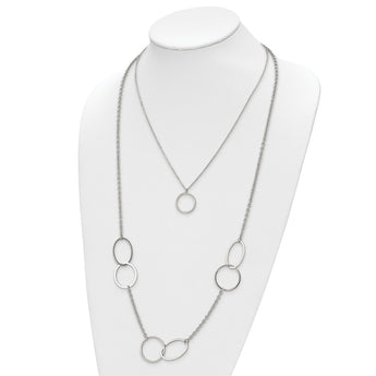 Stainless Steel Polished with Circles 2-Strand 20in Necklace