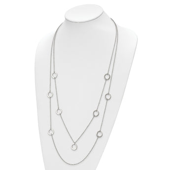 Stainless Steel Polished with Circles 2-Strand 31in Necklace