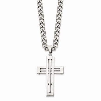 Stainless Steel Cross Pendant 22in Necklace