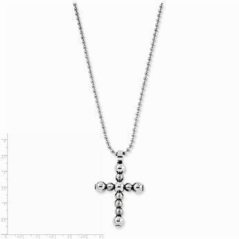 Stainless Steel Cross Pendant 22in Necklace