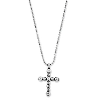 Stainless Steel Cross Pendant 22in Necklace