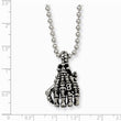 Stainless Steel Skull Hand Pendant 22in Necklace