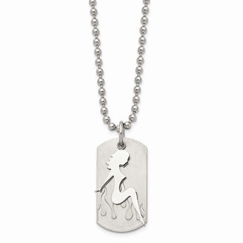 Stainless Steel Girl Dog Tag 22in Necklace