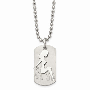 Stainless Steel Girl Dog Tag 22in Necklace