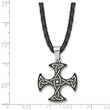 Stainless Steel Enameled Celtic Cross Pendant 18in Necklace