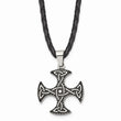 Stainless Steel Enameled Celtic Cross Pendant 18in Necklace