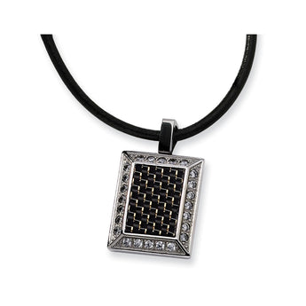 Stainless Steel Gold and Black color CZ Carbon Fiber Pendant