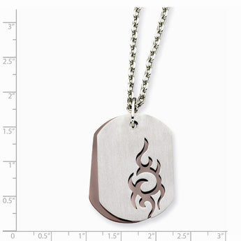 Stainless Steel IP Brown IP-plated Dog Tag 22in Necklace