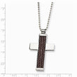 Stainless Steel Brown IP-plated Cross Pendant 22in Necklace