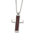 Stainless Steel Brown IP-plated Cross Pendant 22in Necklace
