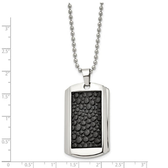 Stainless Steel Stingray Patterned Dog Tag 24in Necklace