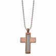 Stainless Steel Brown IP-plated Cross 24in Necklace