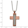 Stainless Steel Brown IP-plated Cross 24in Necklace